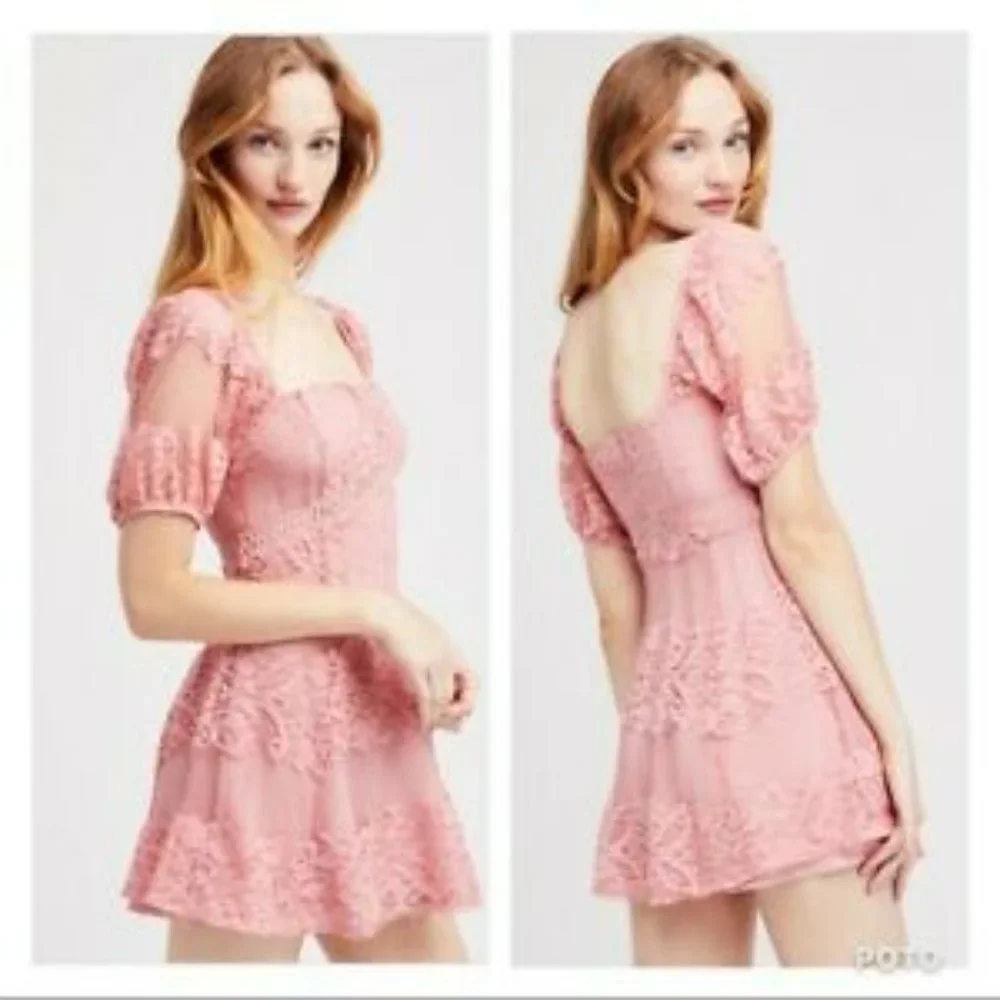 Free People Be Your Baby Lace Mini Dress.  SZ M